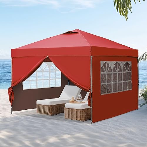 Miniatura 8 de GDY Toldo de campamento fácil de instalar de 10 x 10 pulgadas, tienda de campaña desplegable con 4 paredes laterales, toldo fácil de instalar para