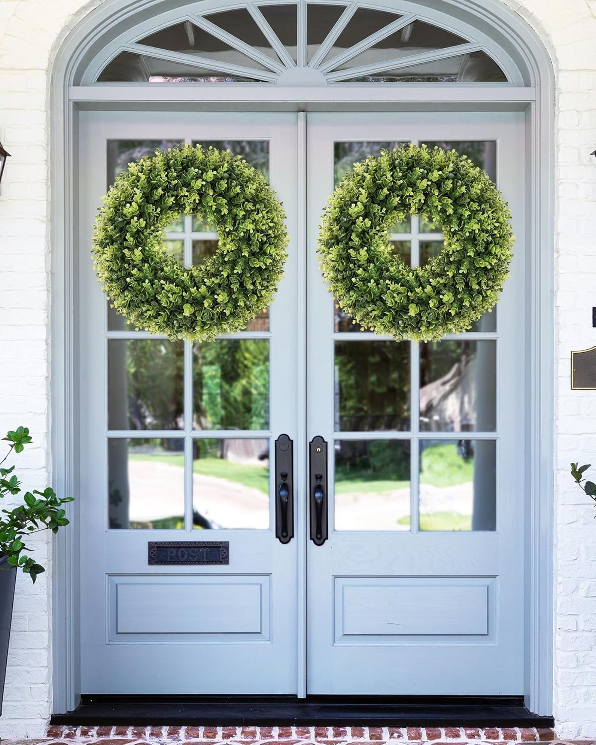 50.8cm, Buchsbaum-Türkränze, Frühling- und Sommer-Türkranz für die Haustür, künstlicher grüner Kranz für alle Jahreszeiten, für Farmhaus, Hochzeit, Veranda, Wand