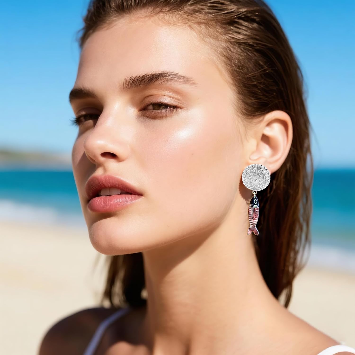 Fish Earrings for Women Boho Creative Ocean Animal Dangle Earrings Gold Silver Fish Statement Earring Trendy Summer Beach Mermaid Jewelry Accessories - Image 3