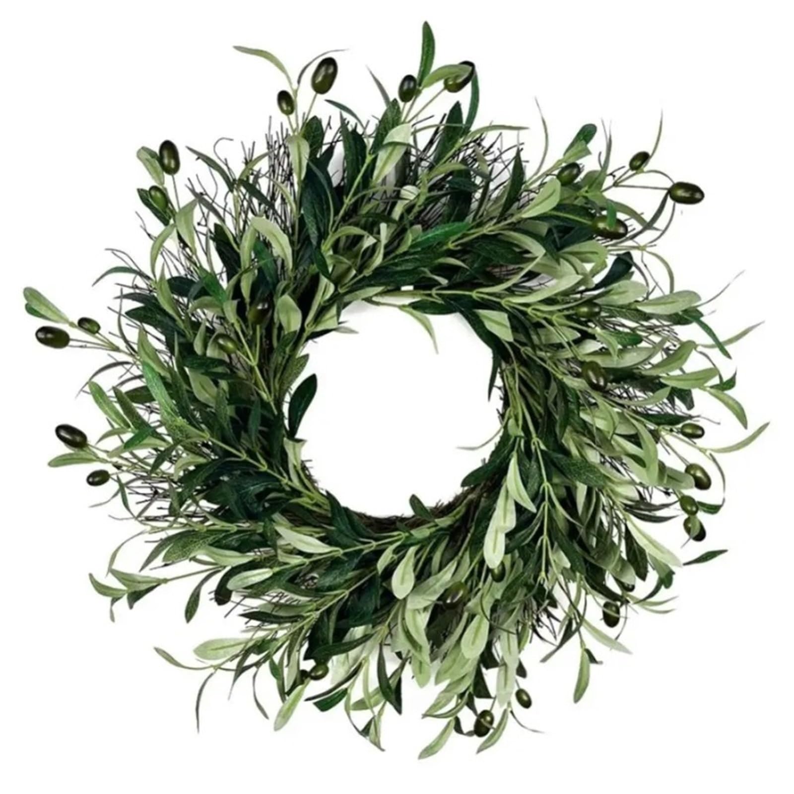 Door Wreath Artificial Wreath Greenery With Olive Leaves Bean For Front Door Farmhouse Home Wall Window Decor(A 45cm)
