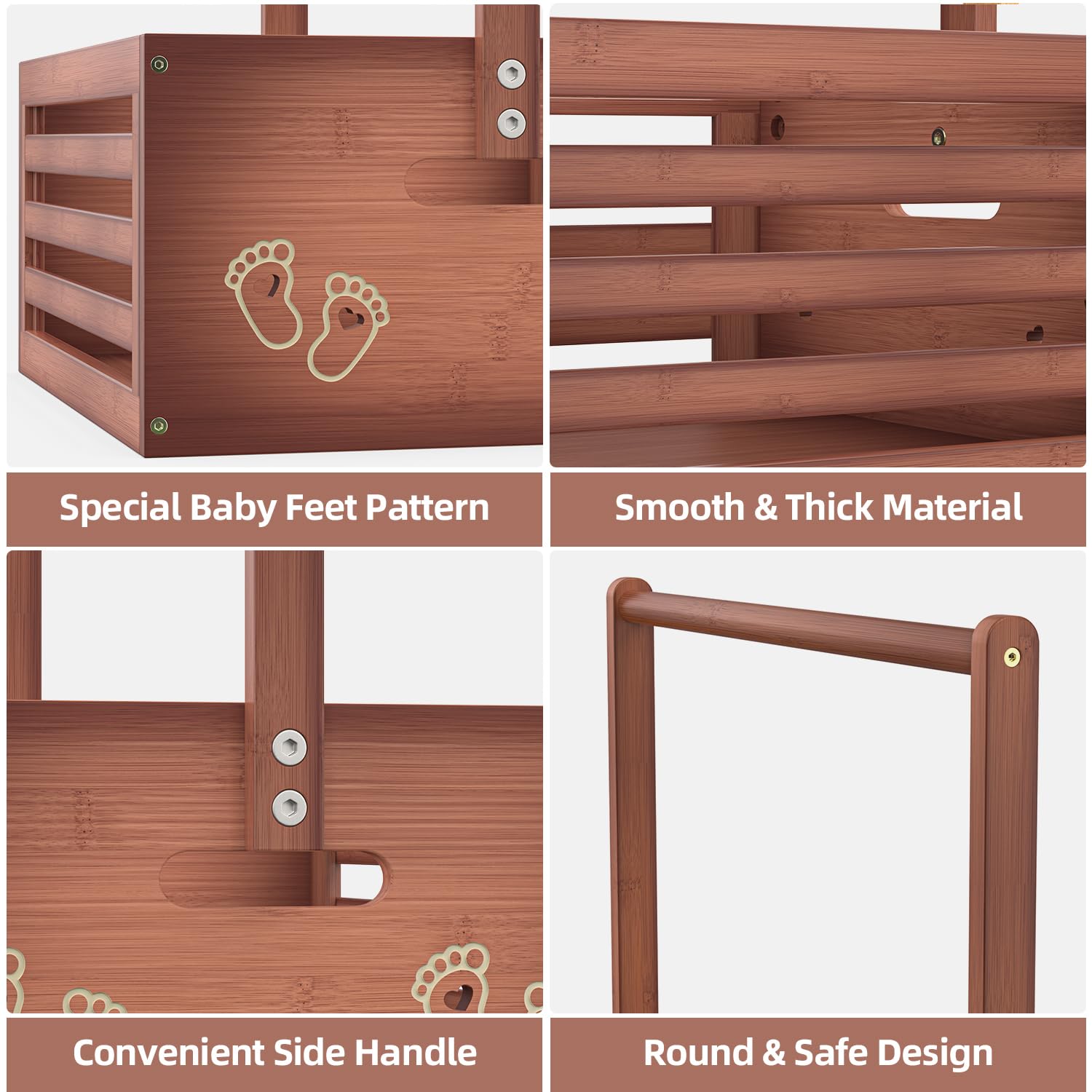 BAMBOOHOMIE Baby Shower Crate Closet, Shower Party Basket with Hangers Handle, Bamboo Gift Crate Box - Image 2