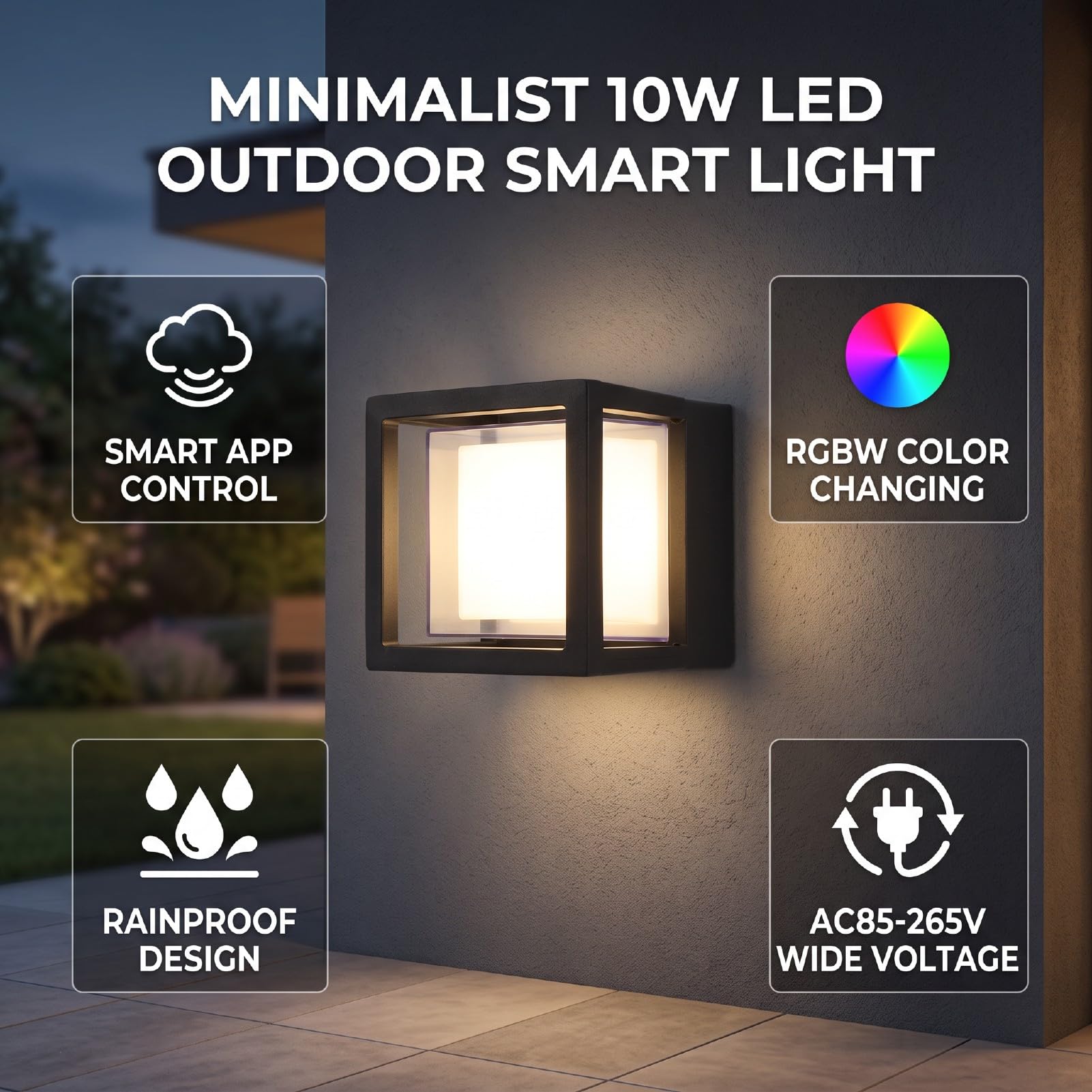 Applique Murale LED D'extérieur, 10 W RGBW, Aluminium, étanche à