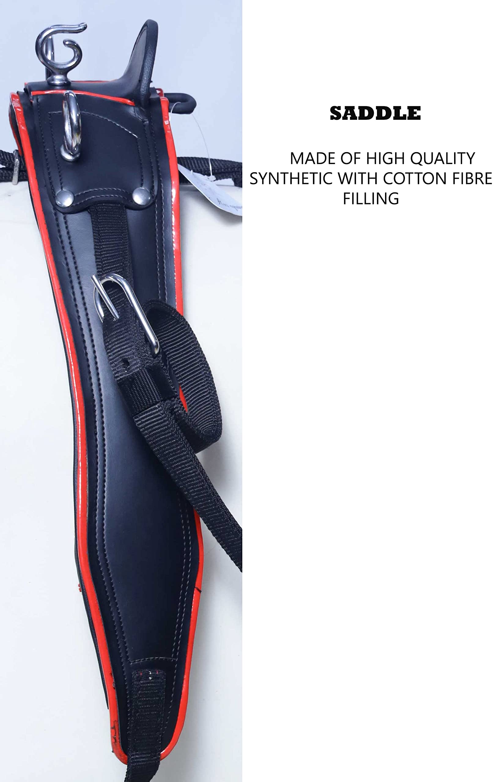 Harnais de conduite en nylon pour cheval Noir/rouge