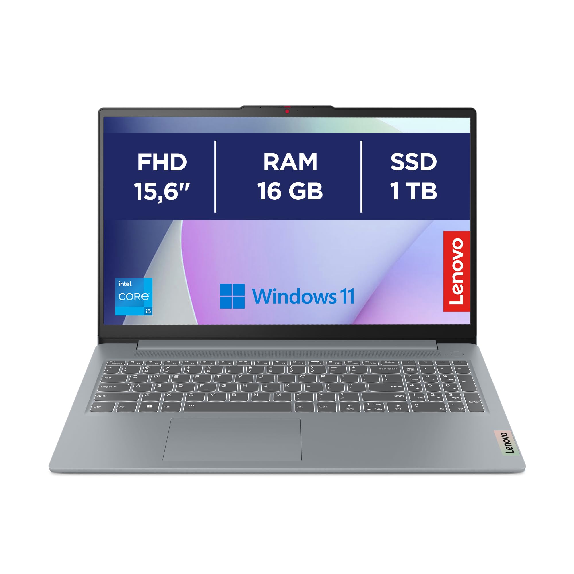 Lenovo IdeaPad Slim 3 Gen 8 - Portátil 15.6" FHD Intel Core i5-13420H, 16 GB RAM, 1 TB SSD, Wi-Fi 6, Win11 Home, Office de Prueba QWERTY Español, Gris - 3 Meses de Xbox Game Pass Incluido
