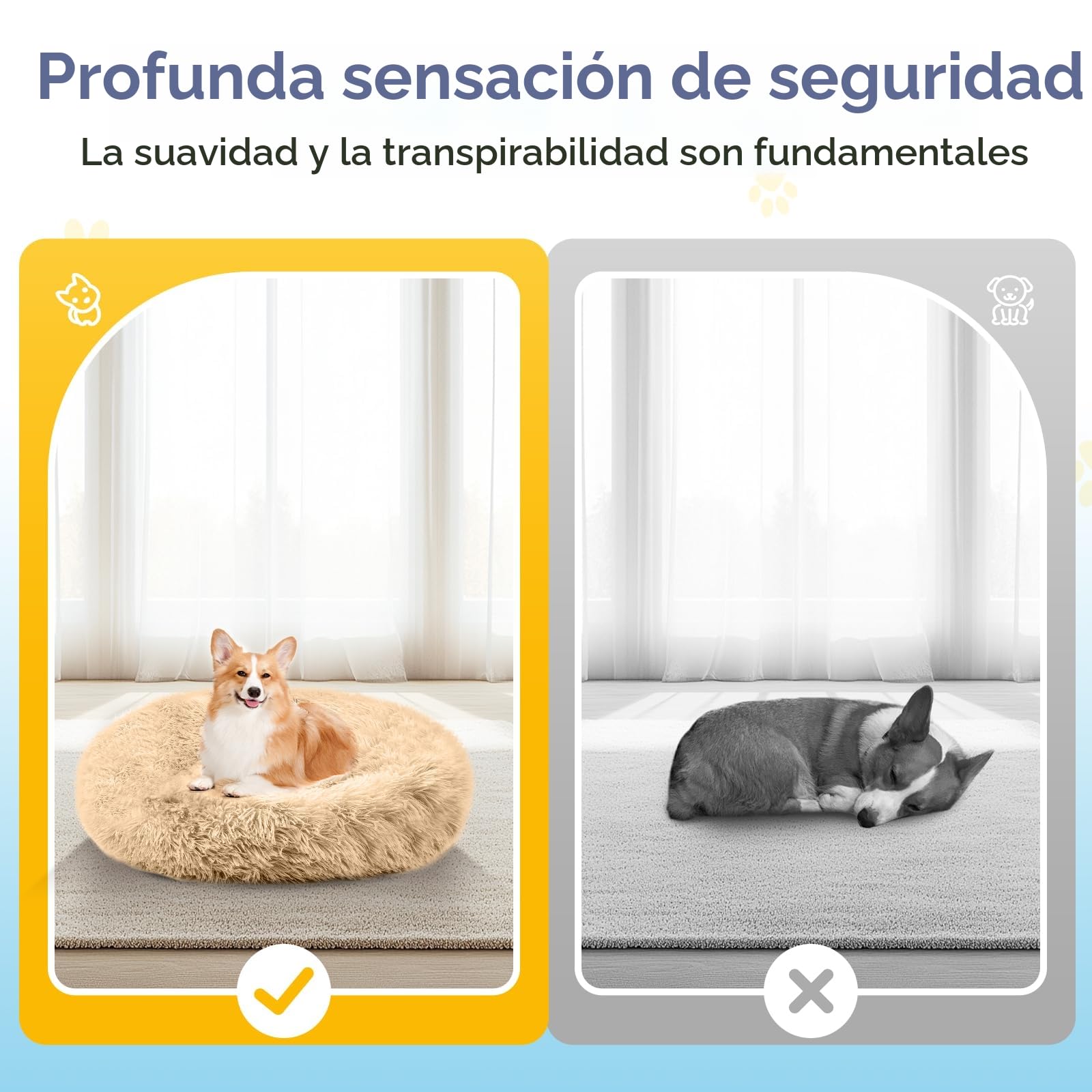 Cama para perros, mullida, cojín para perros, redondo, cama para mascotas, donut y gatos, lavable con base antideslizante, para perros grandes, medianos y pequeños, 70 cm, camello