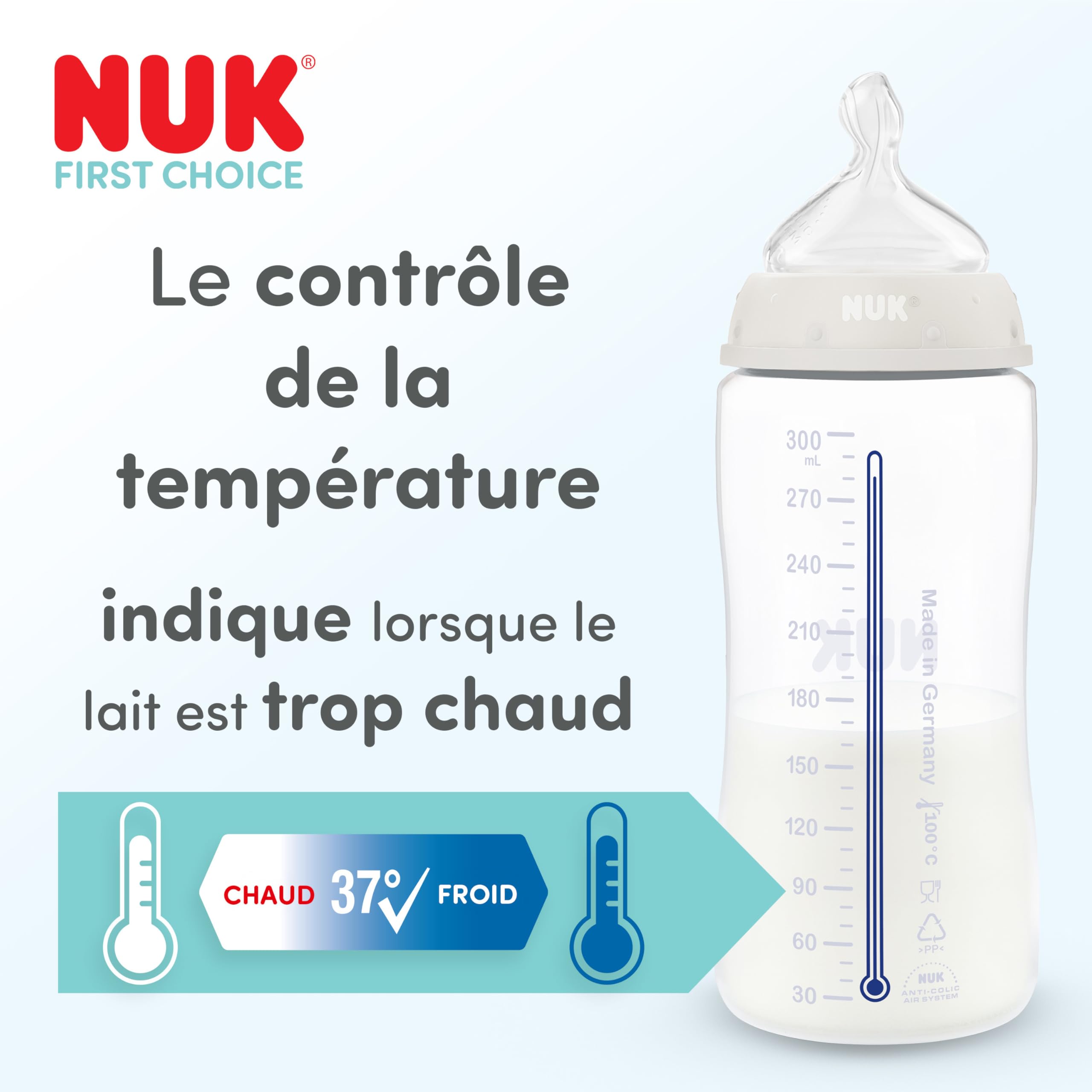 NUK First Choice Perfect Start Set de Biberons Nouveau-Né | 0-6 Mois | 4 Biberons Anti-Coliques (150 ml, 300 ml), 2 Tétines, 1 Sucette First Choice, 1 Goupillon | Koala | Lot de 8