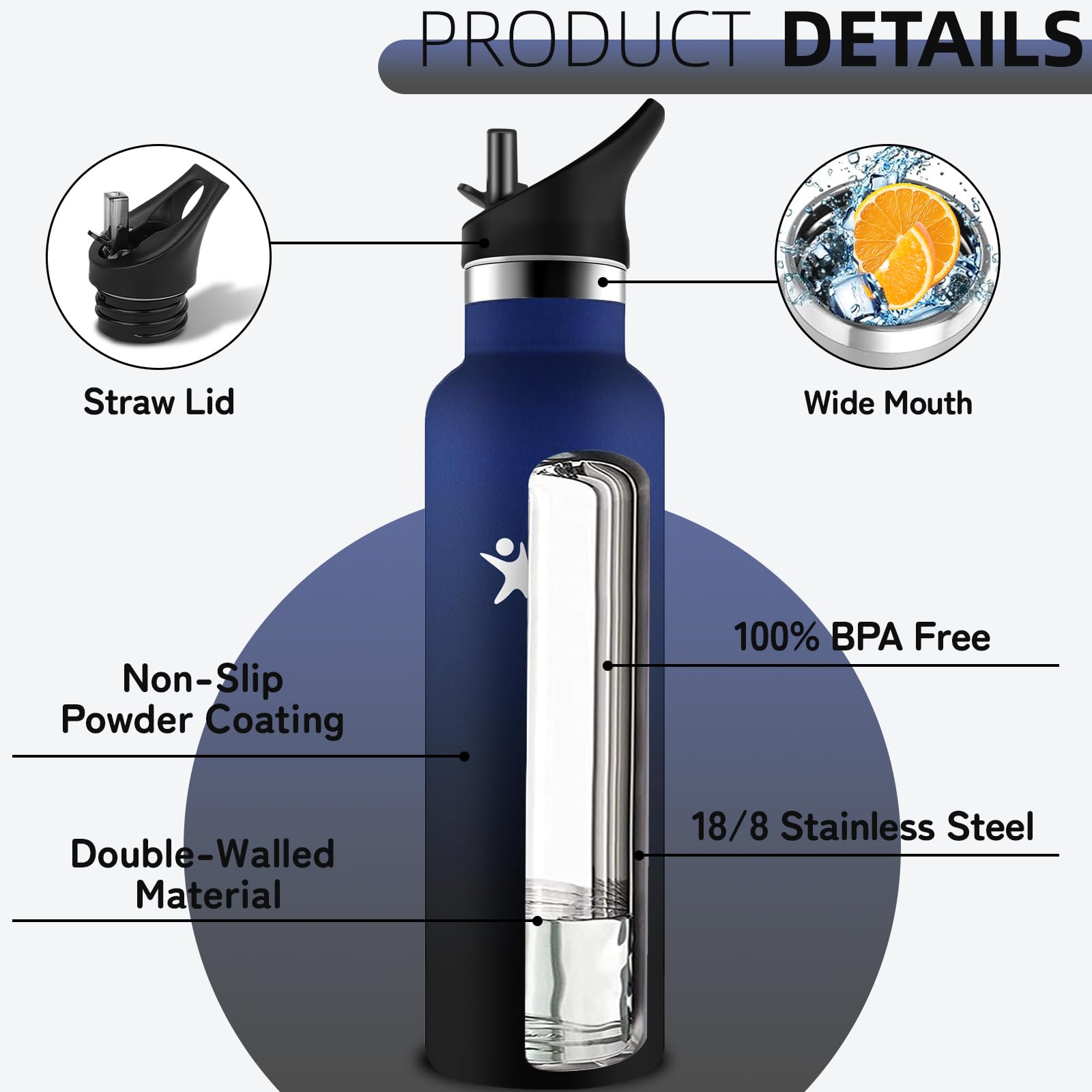 Borraccia Termica- 1 litro- Borraccia Senza BPA- Bottiglia Termica Con filtro e Cannuccia- Borracce Termiche- Mantiene Caldo per 12 Ore/Freddo 24 Ore, Borracce per Trekking, Yoga, Ciclismo