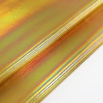 AnnyCraft Metallic Foil Stretch Fabric Hologram Spandex, for Sewing Dancewear Costumes, 58 Inch Wide, 2 Yards - Iridescent Gold
