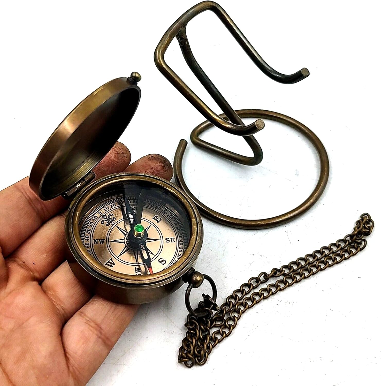 Be Strong and Courageous Do Not Be Afraid Antique Nautical Vintage Directional Magnetic Compass with Famous Scripture Quote Engraved Baptism Gifts with Display Stand for Loved Ones, Son, Father, Love