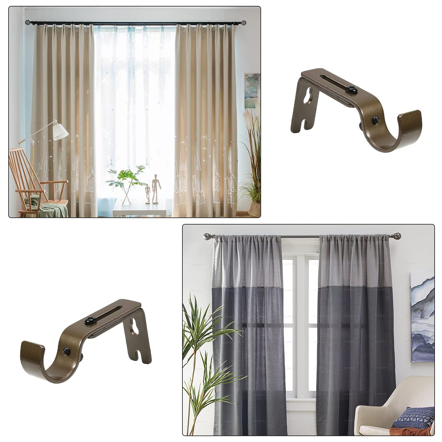 Colgar Cortinas Sin Taladrar Barra De Cortina Negra Ate, Barras De Cortina  De 0.8 Pulgadas(2C Soporte Barra Cortina Sin Taladrar, image size:1500x1500