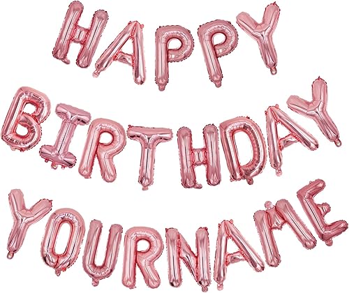 Miniatura 10 de Cartel de feliz cumpleaños con nombre personalizado globos de letras de globos de feliz cumpleaños 2 juegos de letras A-Z de 16 pulgadas