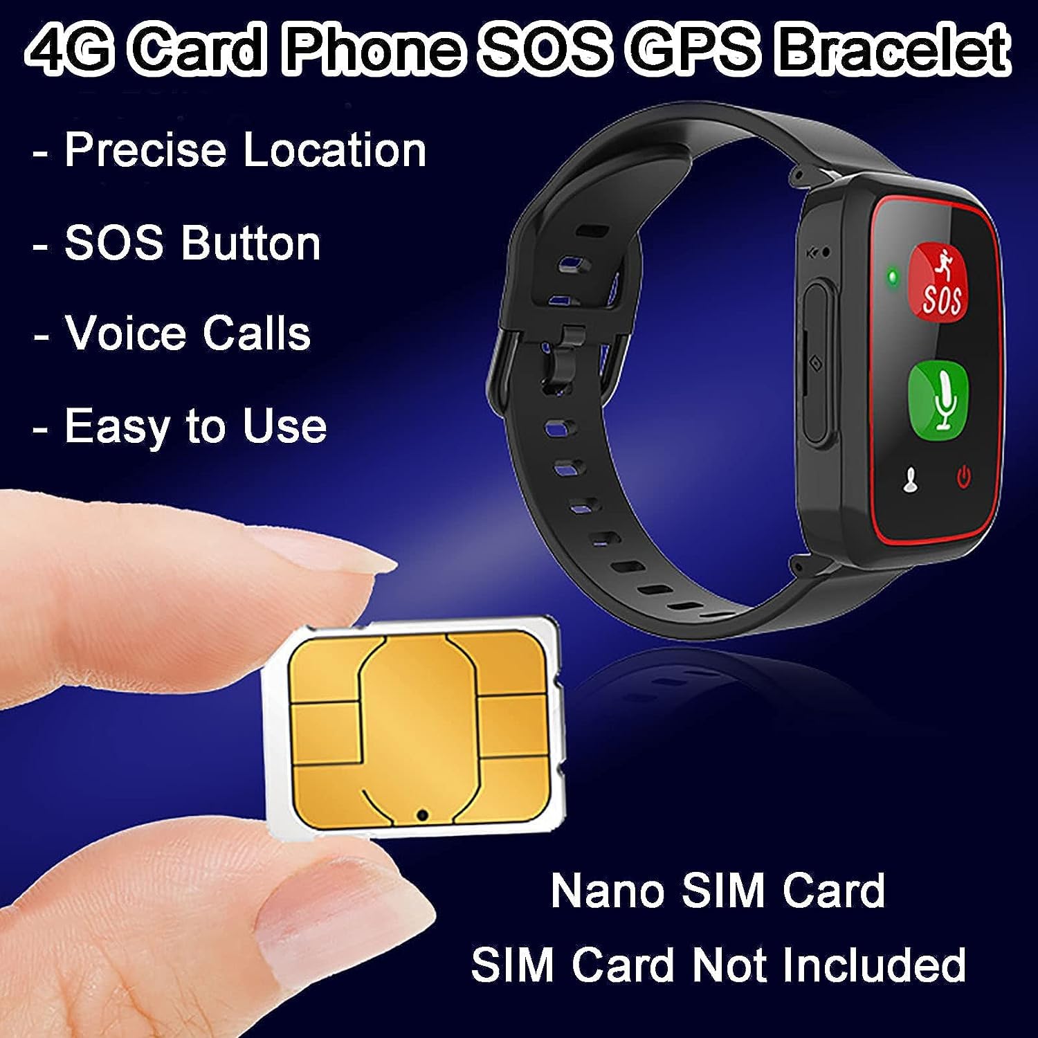Pulsera para ancianos, botón de alarma GPS, teléfono de emergencia para personas mayores, alarma de otoño, ubicación GPS, monitoreo de salud, chat de voz