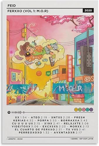 Feid - Ferxxo Vol 1 M.O.R. 50 - Póster de lienzo para decoración de dormitorio, paisaje, oficina, regalo de cumpleaños, sin marco, estilo sin marco,