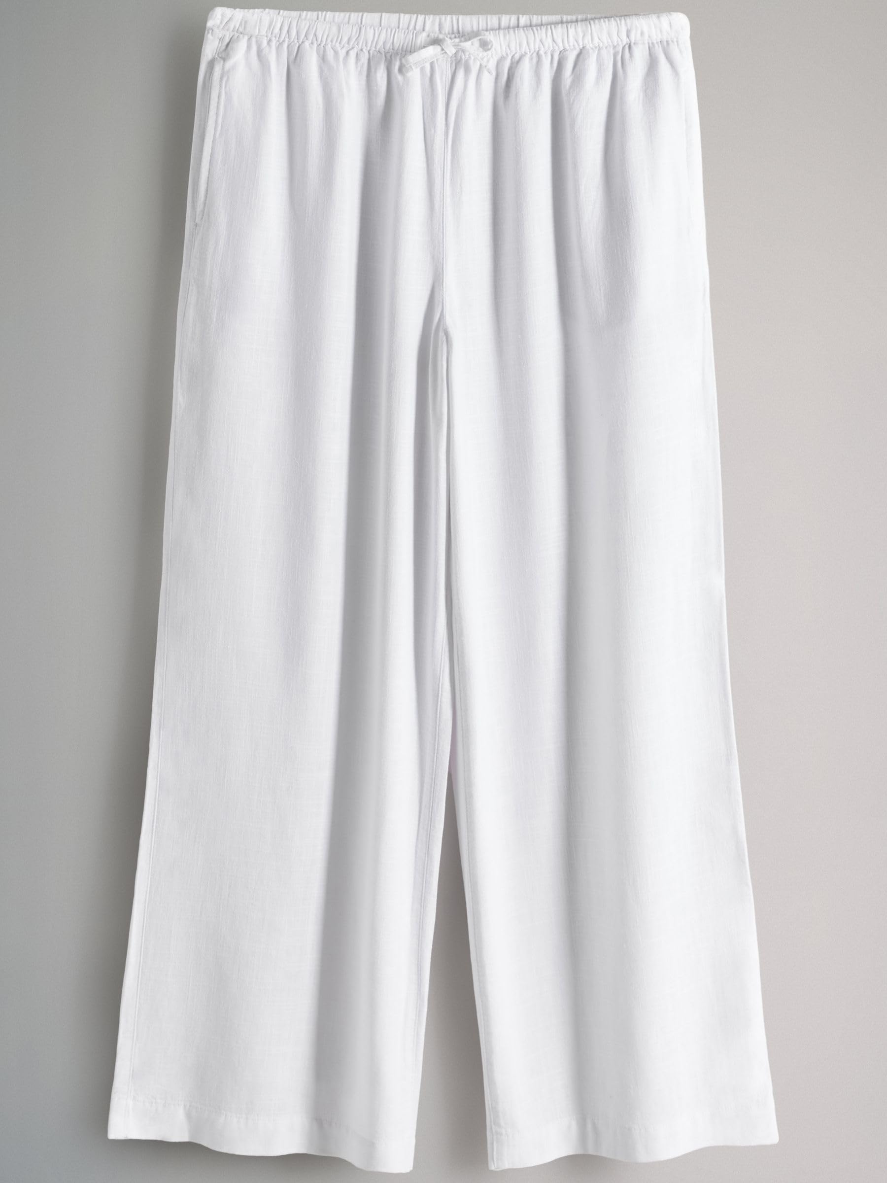 THE SET Femme Pantalon Large à Enfiler Contenant du Lin, lot 2 | Coupe standard, Taille mi-haute, Fermeture boutonnée, Jambe large