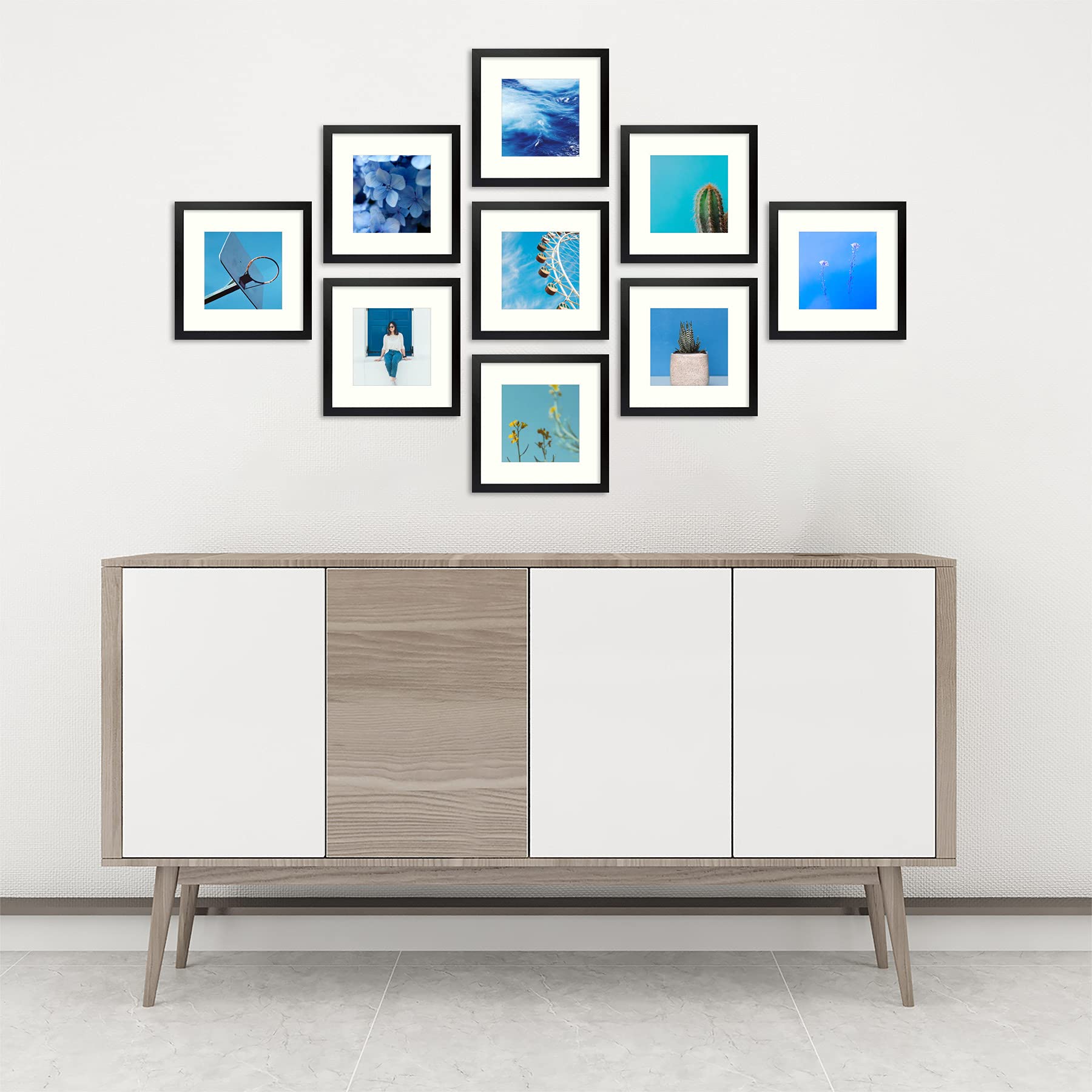 Golden State Art, 12x12 Frame with Mat, Displays 8x8 Square Picture or