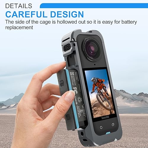 Vista 4 de HONGDAK Funda protectora de metal para Insta360 X5, marco de aleación de aluminio con lente de silicona, varios soportes de expansión