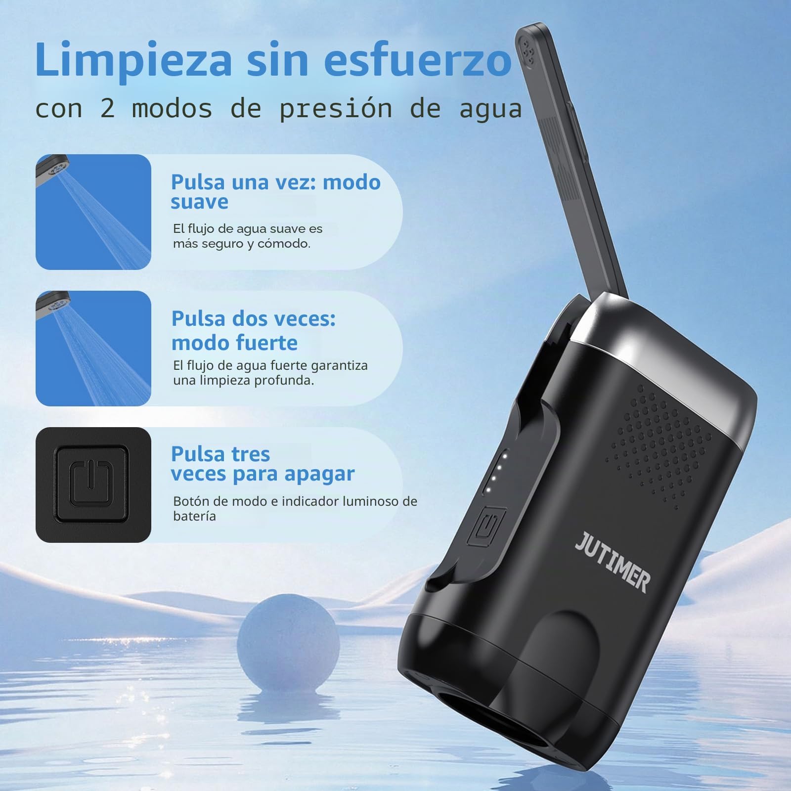Bidé Portátil Eléctrico – Set 2 en 1 (640ml) con Boquilla 180°, Recargable USB, Impermeable IPX6 – Bidé de Viaje para Higiene Íntima, Postparto, Camping y Cuidado Perineal – Negro