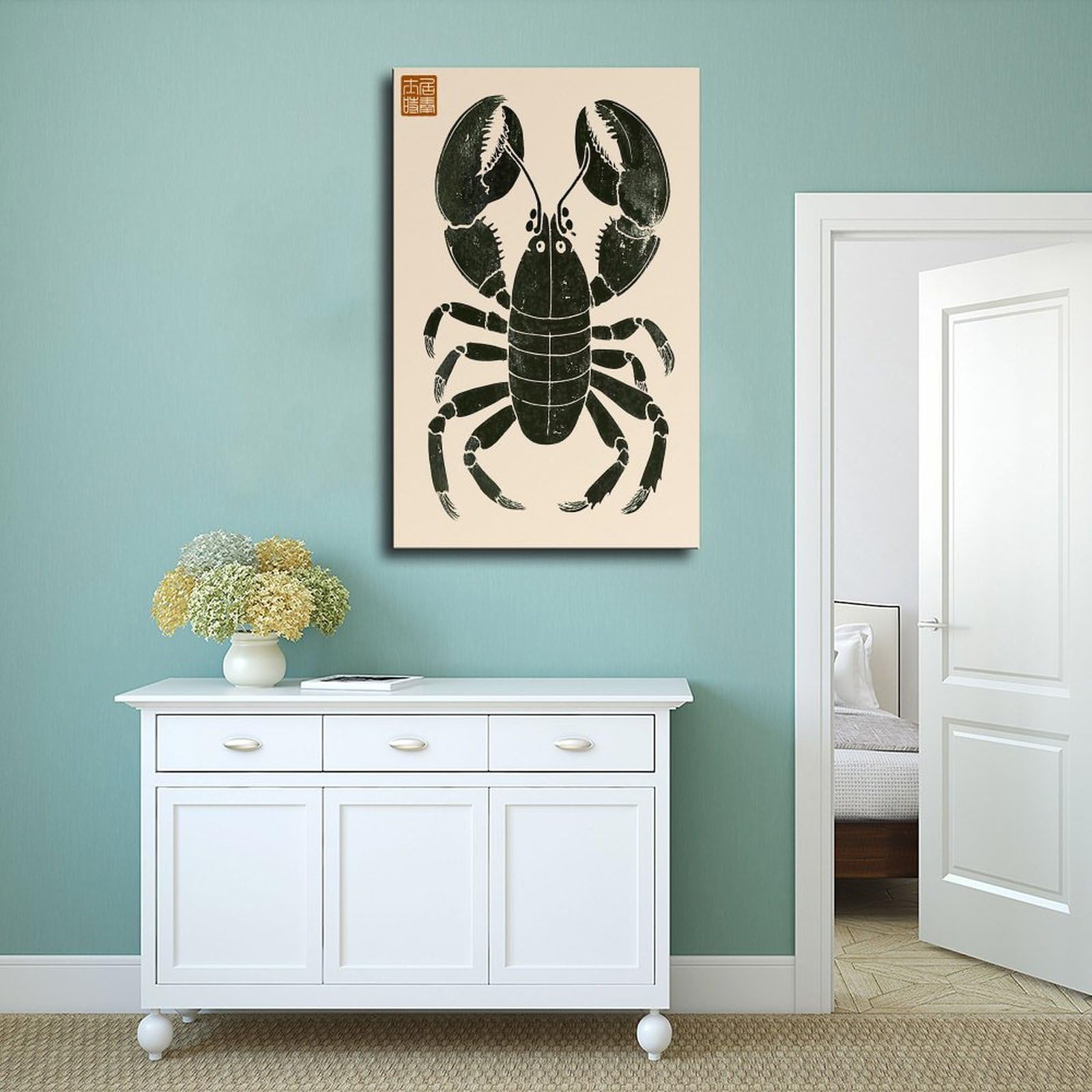 Stampa artistica da parete a forma di aragosta con inchiostro giapponese, per soggiorno, camera da letto, 40 x 60 cm