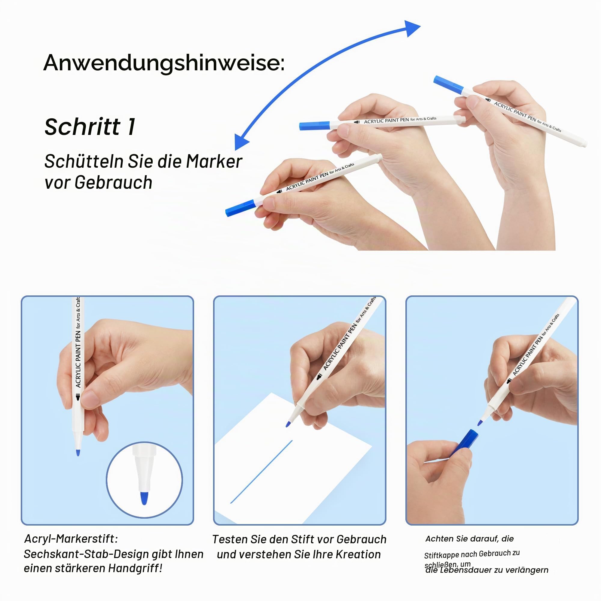 TBC The Best Crafts Acrylstifte für Steine Wasserfest, 24 Farben, Acrylstifte Wasserfest, Steine Bemalen Stifte, Acrylic Paint Marker, Glasmalstifte für Leinwand, Holz, Ostergeschenke Kinder
