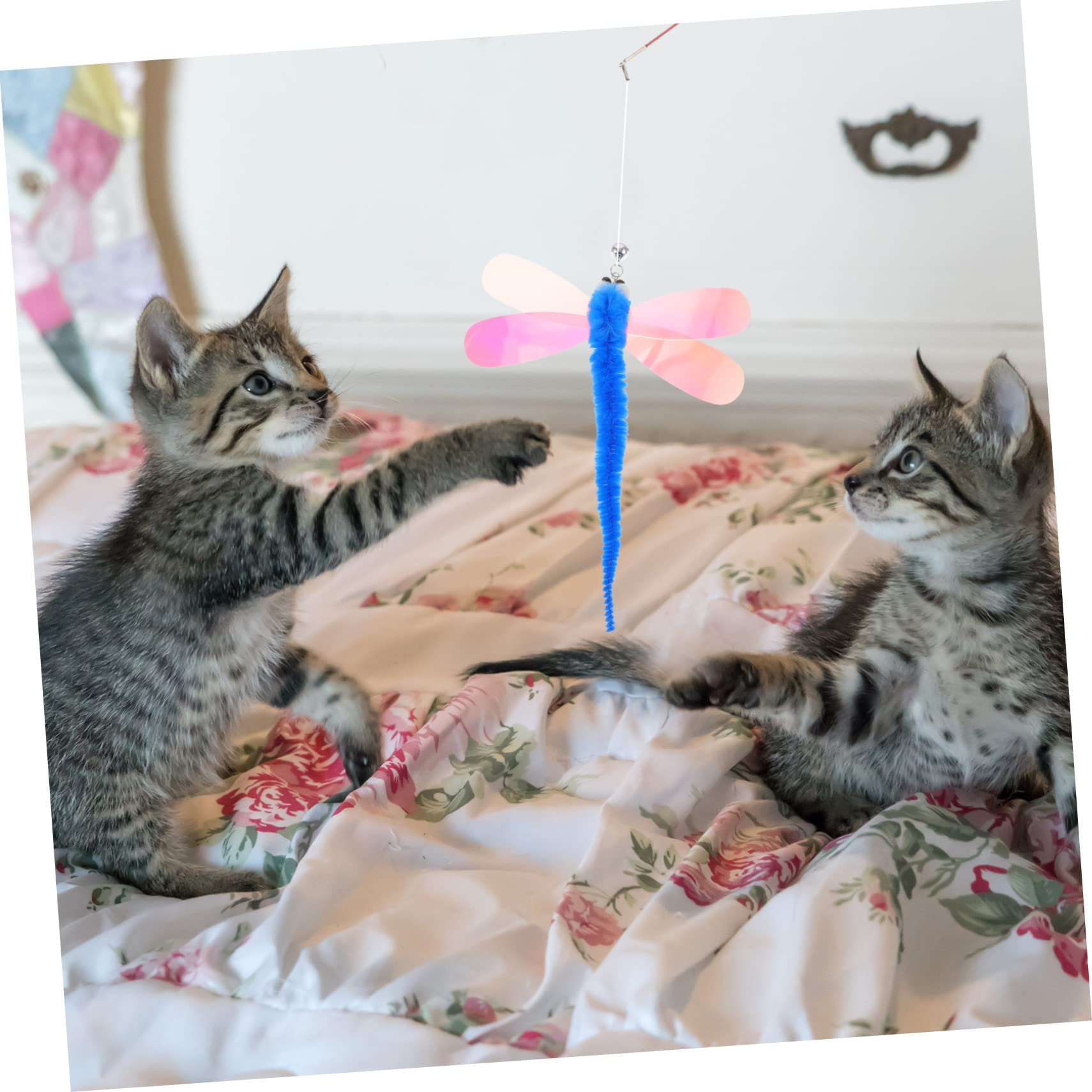 VANZACK 40stücke Katzenangel Ersatzspielzeug Interaktive Katzenangel Mit Libellen Und Schmetterlingsköpfen Für Katzenminze Und Spielvergnügen Fördert Und