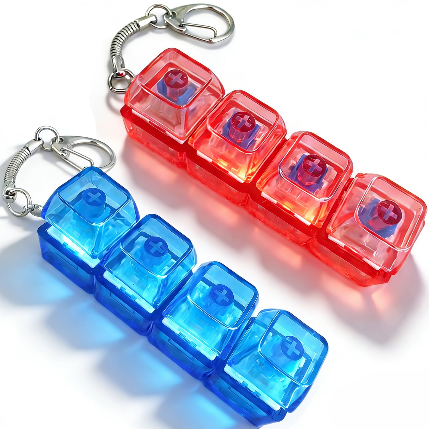 2PCS Keyboard Fidget Toy 4-Button Fidget Keyboard Keychain Fidget Keyring Stress Relief Toys Decompression Toy for Home Office and School Use - E โ image 1