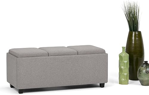 Miniatura 423 de Otomana rectangular de almacenamiento de cuero sintético Simpli Home Avalon., Cuero, Marrón Azul,Marrón Chocolate,Cloud gris,Gris oscuro,Azul