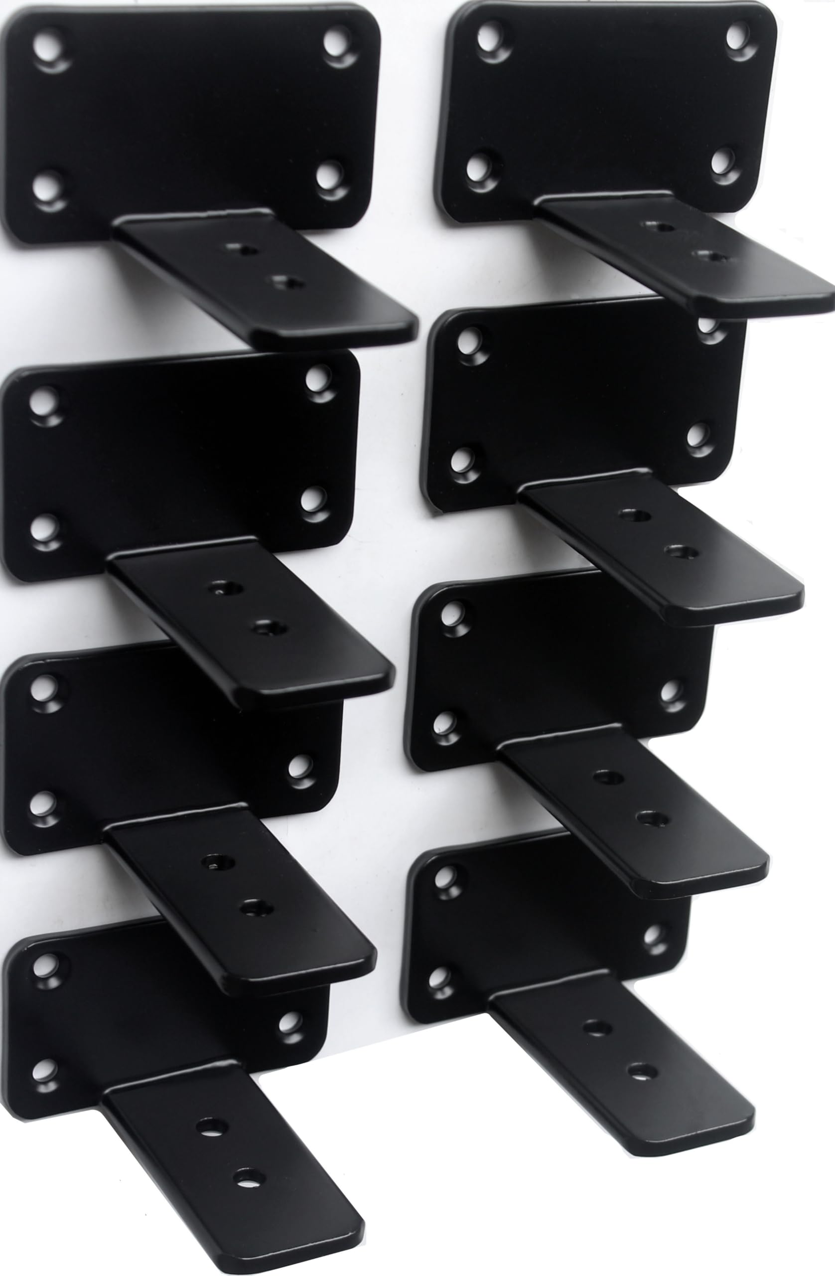 8 Pack - 3 inch Black Hidden L Shelf Bracket (1/5 Inch Thicked) Iron Floating Shelf Brackets Rustic Industrial Metal Brackets for Shelf Support