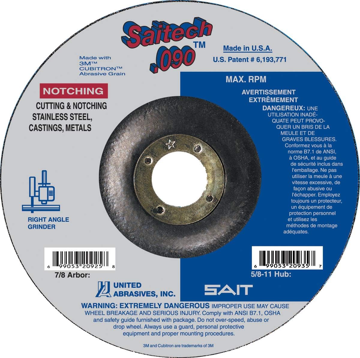 United Abrasives 4 1/2" X .090" X 7/8" Saitech Ultimate