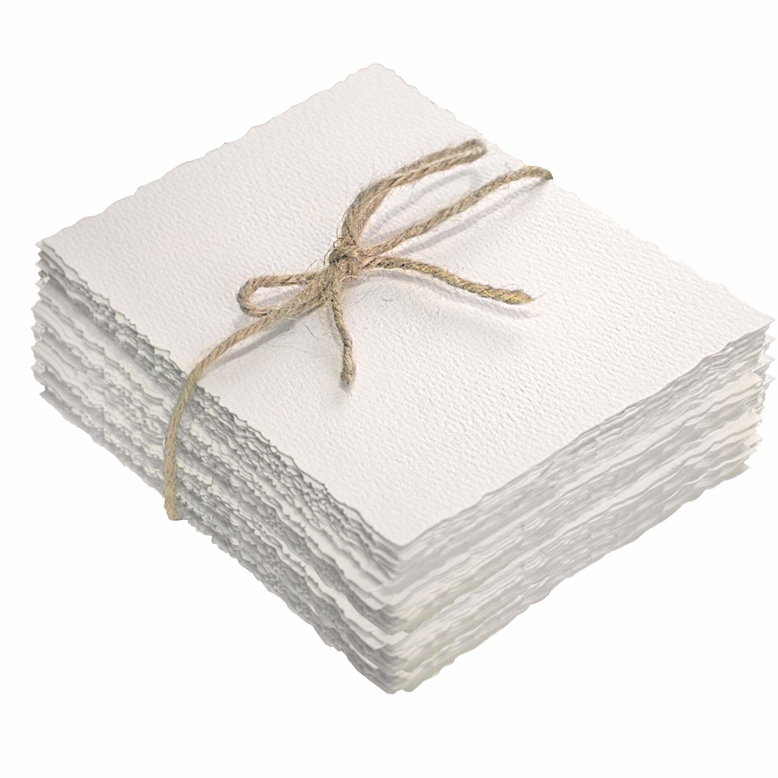 100 Stück strukturiertes Papier, 12,7 x 17,8 cm, Aquarellpapier, 300 g/m², karierter Rand, raues/strukturiertes handgefertigtes Papier für Aquarellfarben, Karten, Handwerk, Hochzeitseinladungen