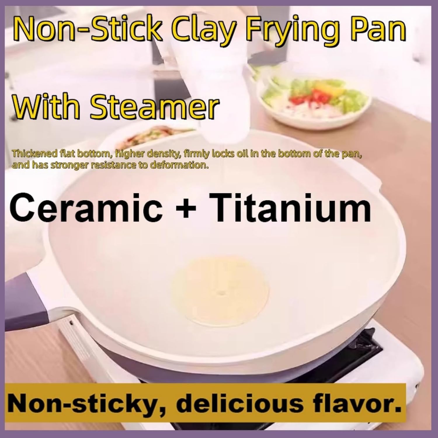 12 Inch Titanium Alloy Non Stick Pot With Lid With Steamer Non Stick Frying Pan Set With Lids（𝟒-𝟖 𝐃𝐀𝐘 𝐃𝐄𝐋𝐈𝐕𝐄𝐑𝐘）For Cooking Nonstick Frying Cookware Sets Deep Saute Pan