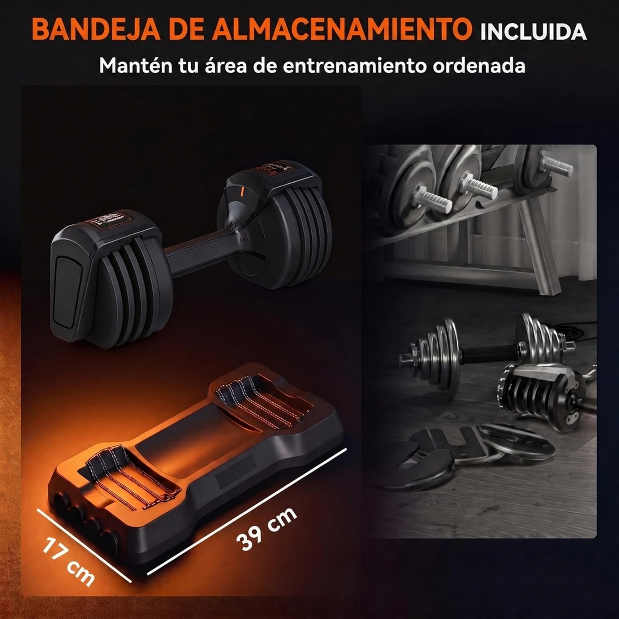 SPORTNOW Mancuerna Ajustable 11 kg con 5 Niveles de Peso Ajuste Rápido