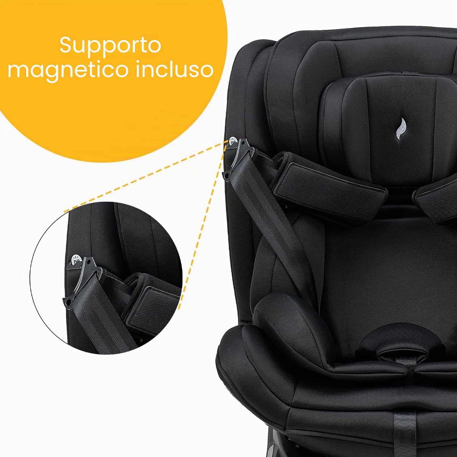 Osann Swift360 S i-Size, seggiolino girevole a 360 gradi, 76-150 cm (9-36 Kg) - All Black