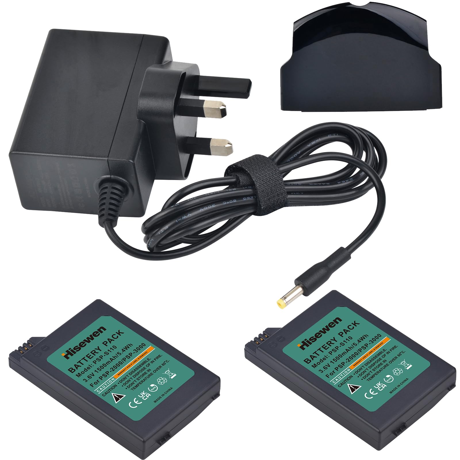 Hisewen 2 PCS PSP-S110 Battery 1500mAh and Fast Charger for Sony PSP 3000/2000 Series (PSP-2001, 3001, 3004), PSP Lite, PSP Silm,Accessories Kit