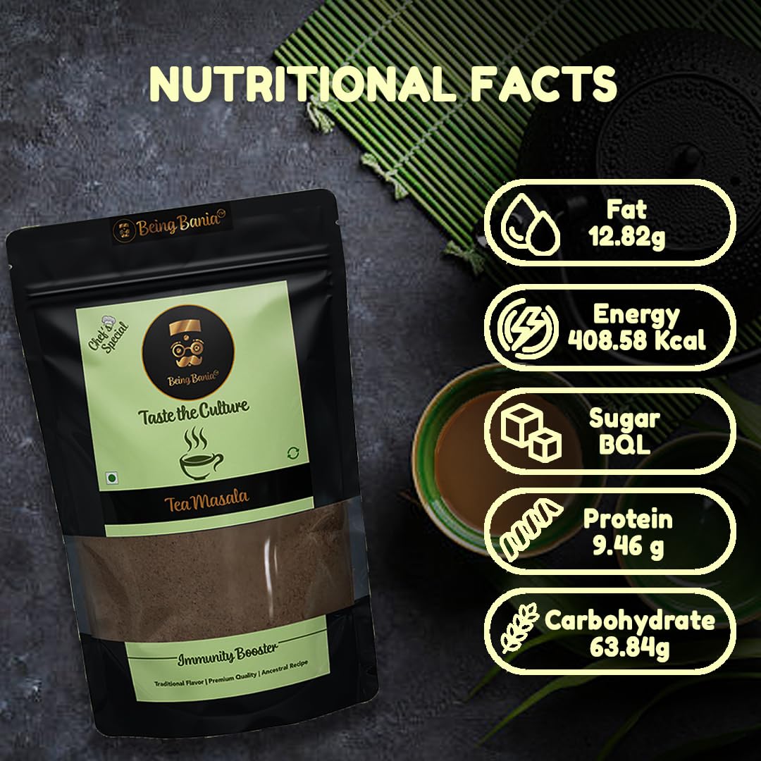 Being Bania Tea Masala 500 gm, Chai Masala Powder, 100% Natural and Premium Spices, Indian Masala Tea