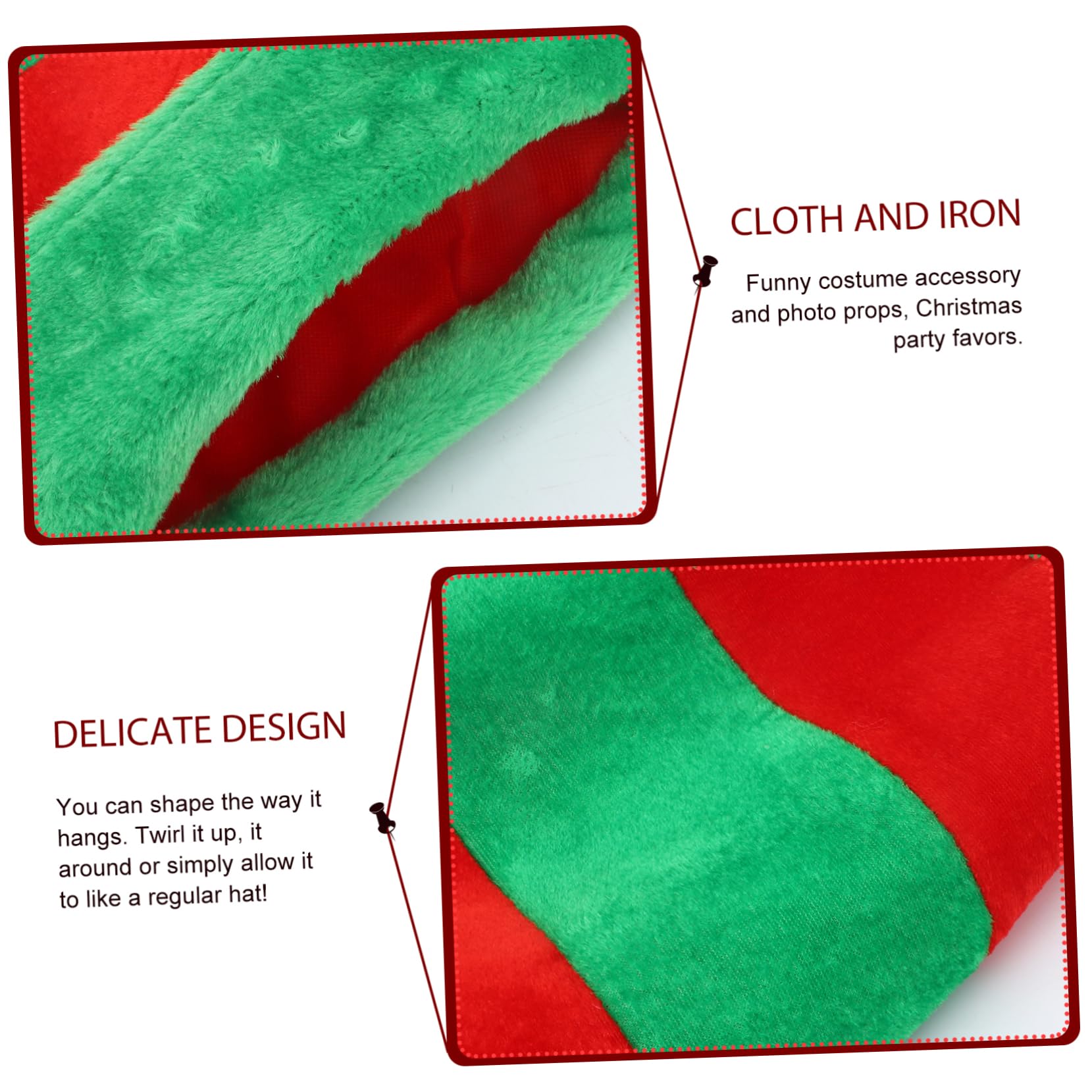 Gadpiparty 3 Pz Cappello Da Elfo Rosso e Verde Lunghi Cappelli Di Babbo Natale Cappelli Di Babbo Natale Per Adulti Novità Divertenti Cappello Da Festa Modellazione