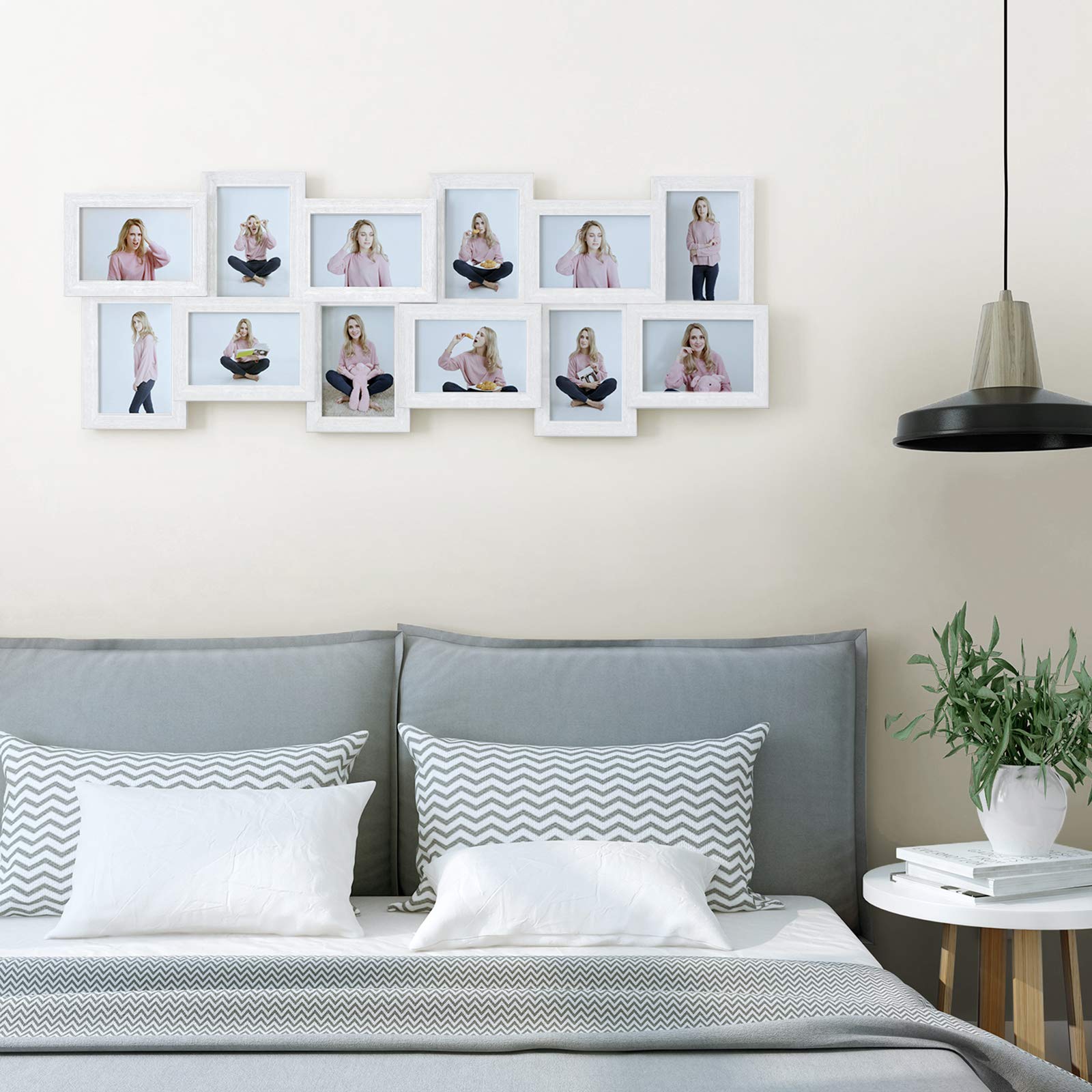 Image secondaire de SONGMICS Cadre Photo Pêle-mêle, Mural en MDF Capacité de 12 Photos 10 x 15 cm, Nécessite Assemblage, Blanc RPF22W