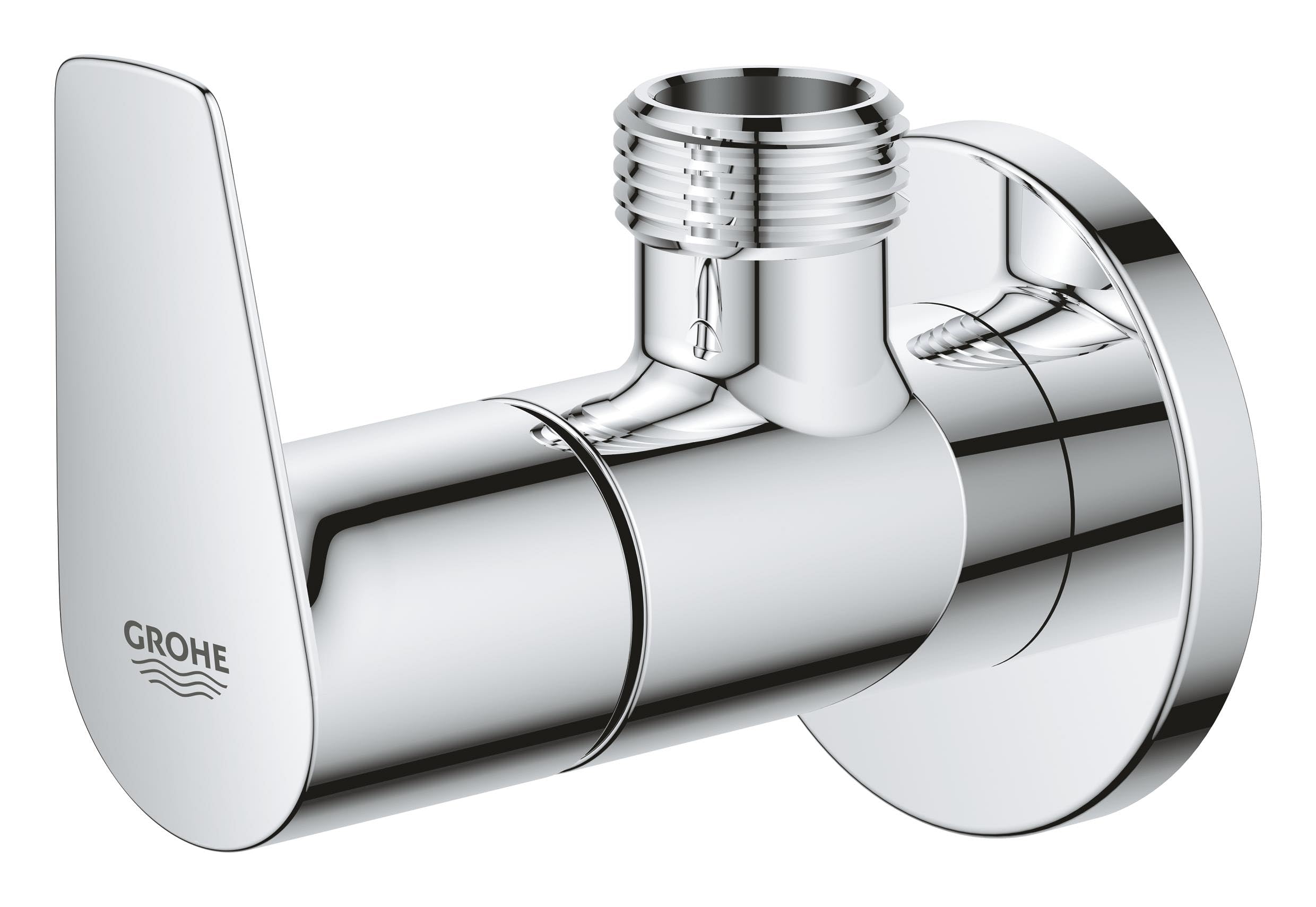 GROHE BauEdge Shut-Off Angle Valve 1/2" (Outlet Thread 1/2 Inch, Head Part 3/8 Inch, Screw Connection, Metal Lever), Chrome, 22009001 - Image 3