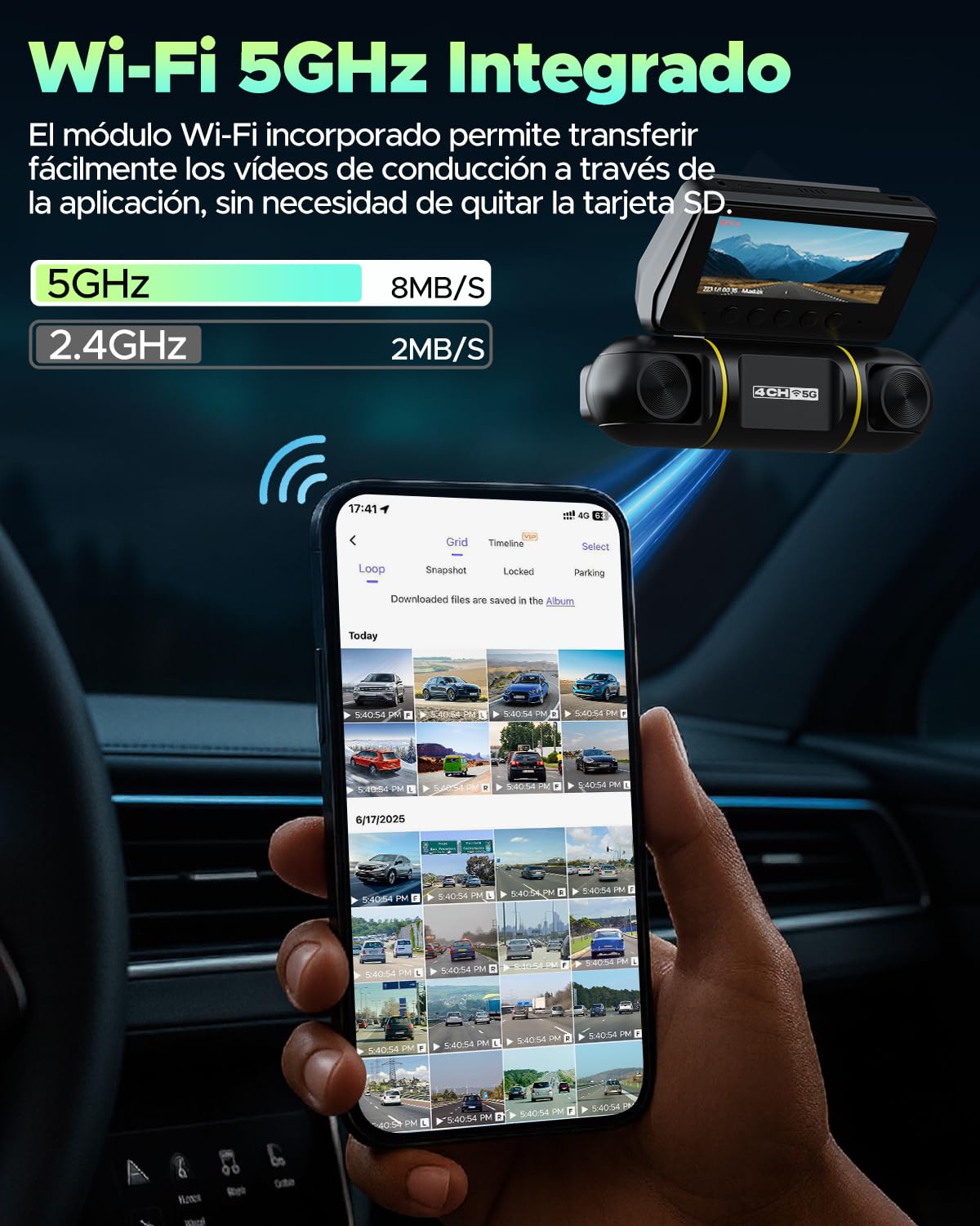 LAMTTO Dashcam 4 Canales 360° Cámara de Cochec Delantera y Trasera con Kit de Cableado Hardwire, Dash CAM con WiFi & App, G-Sensores, Monitor de Aparcamiento y IR Visión Nocturna, Tarjeta SD 128 GB