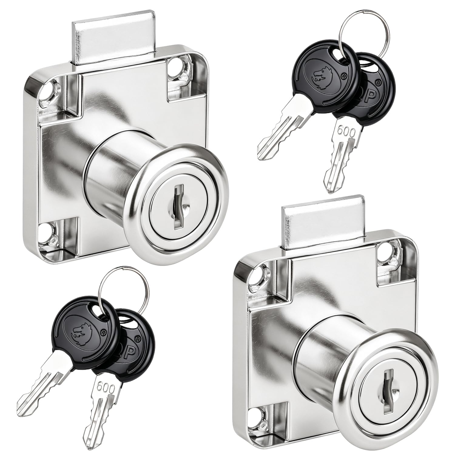 2 Pack Drawer Lock Cabinet Lock Wardrobe Desk Furniture Door Drawer Locks (Silver, 136-22)