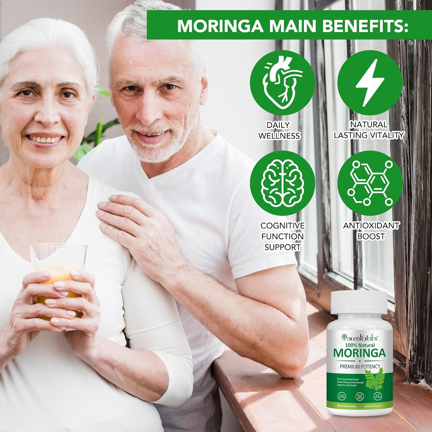 Moringa Capsules - Moringa Powder Organic, Natural Superfood Supplement for Energy, Skin, Immune & Gut Health | Rich in Antioxidants, Vitamins & Amino Acids, Vegan Pure Capsules - 60 Count - Image 4