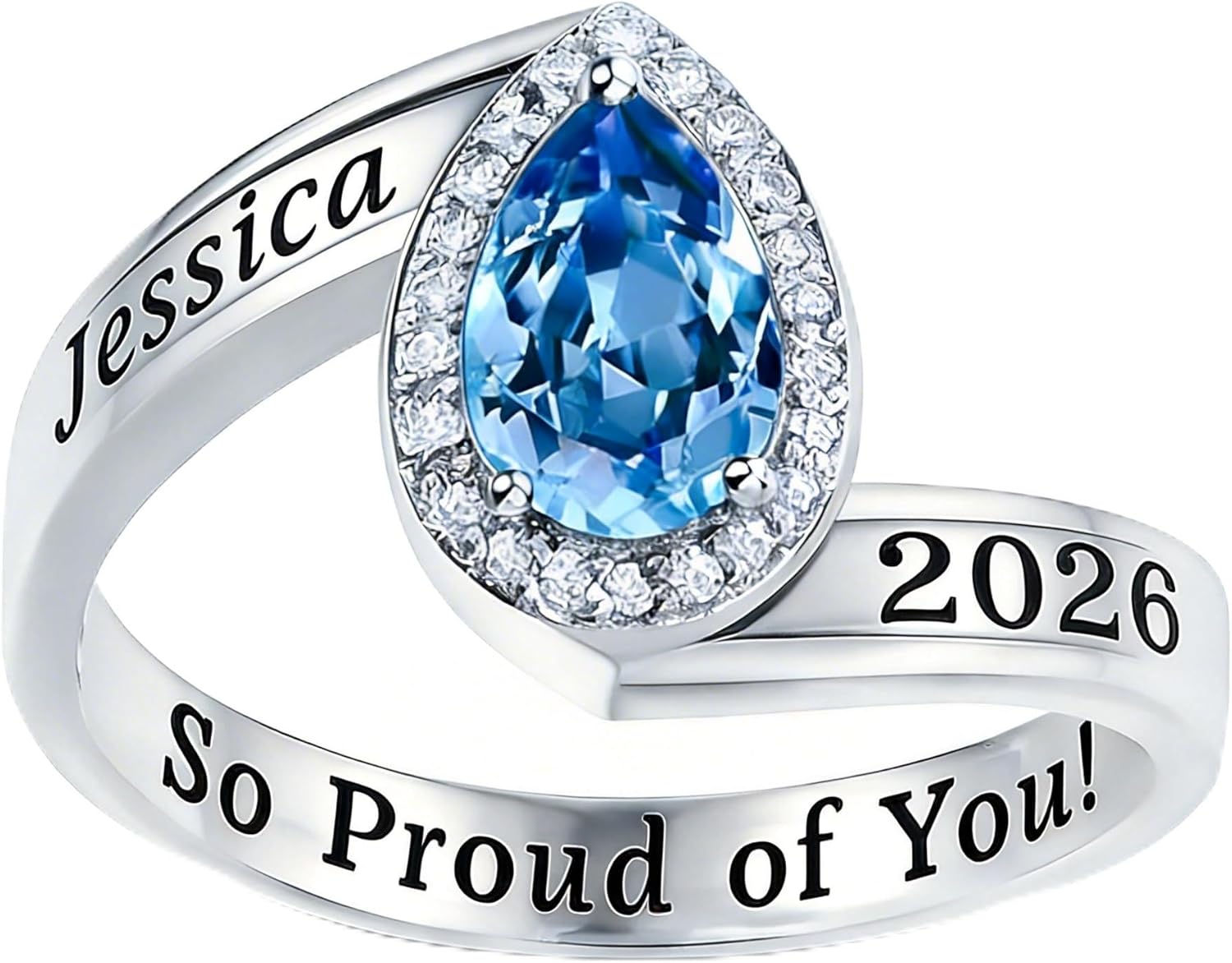 Dorunmo Personalized Class Rings for Women 2026 Custom Graduation Ring 925 Sterling Silver Birthstone High School College Senior Jewelry Gift