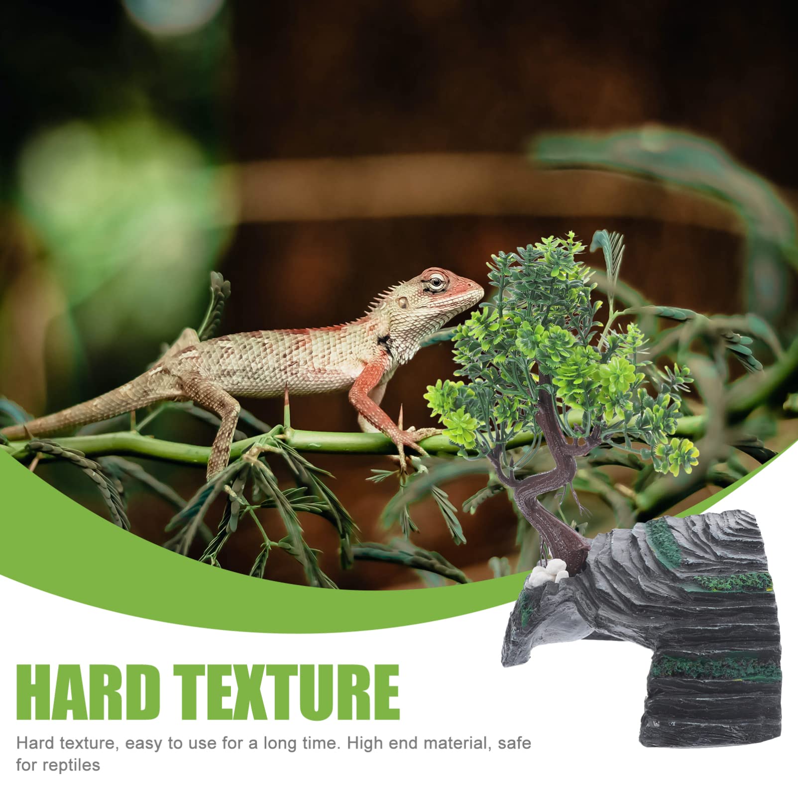 POPETPOP Escondite de Roca Simulado para Cueva de Reptiles Decoración de Terrario de Resina Escondite de Reptiles para Cueva y Árbol para Terrario