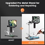 Andonstar AD407 Pro 3D HDMI Microscope à souder numérique avec support métallique Pro 4MP UHD et 7" ajustable LCD Affichage USB Microscopes vidéo pour SMT SMD DIY Réparation du téléphone