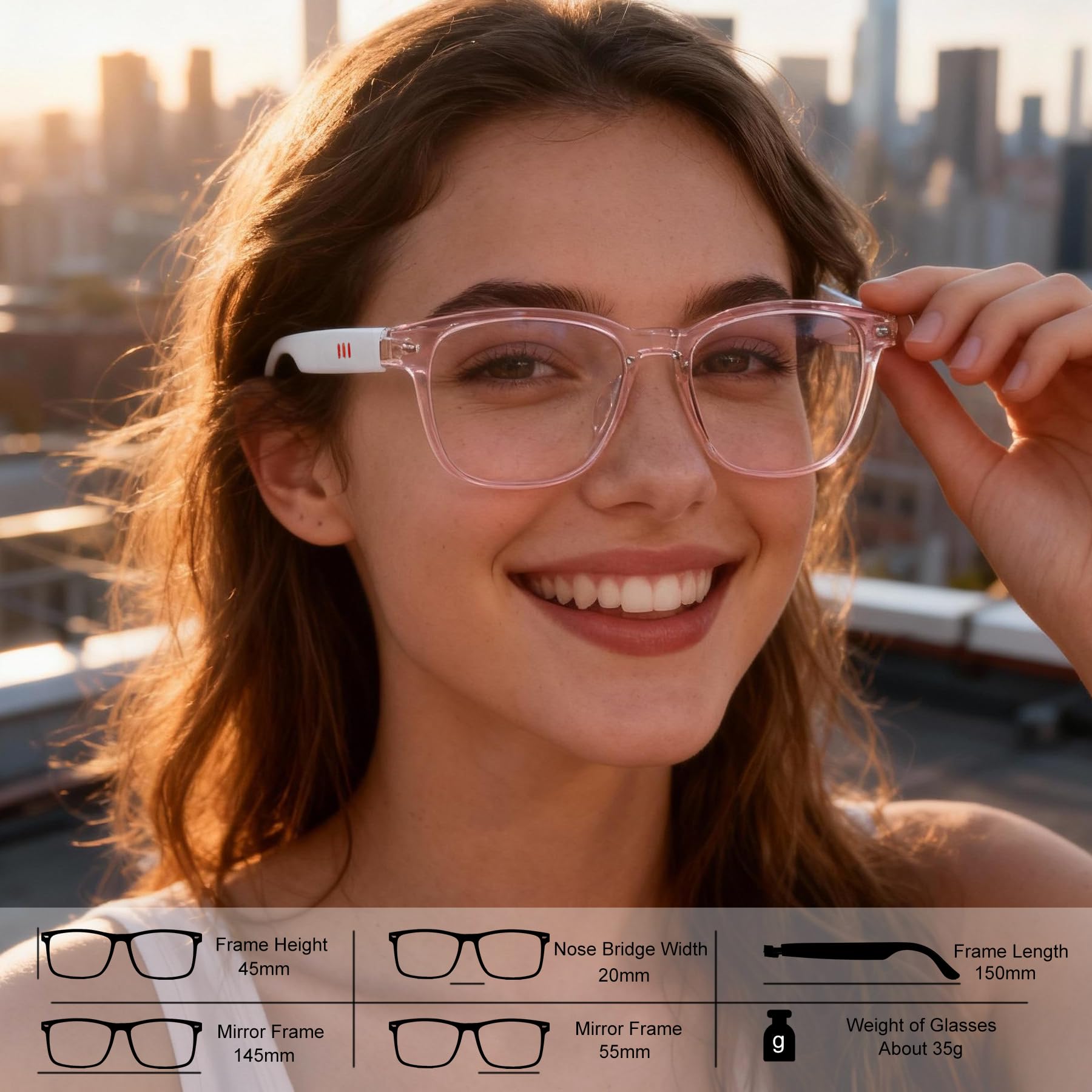 AI Smart Glasses, occhiali da traduzione Bluetooth anti luce blu, con 164 chiamate in vivavoce e audio, multifunzionali, occhiali da sole intelligenti per uomini e donne, viaggi, commercio, affari