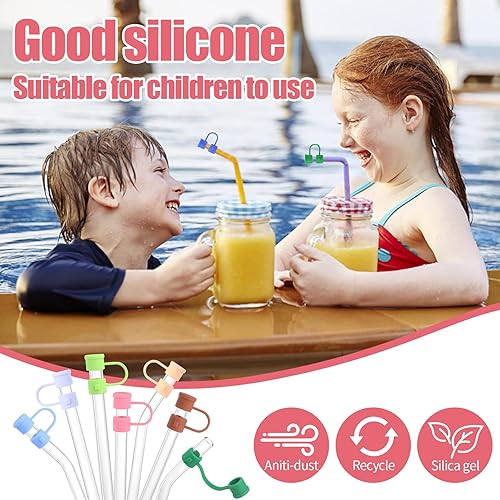 Miniatura 5 de 6 fundas de pajita, cubiertas de silicona con diseño de oso para pajillas, tapas de paja para vasos, puntas de popote a prueba de salpicaduras,