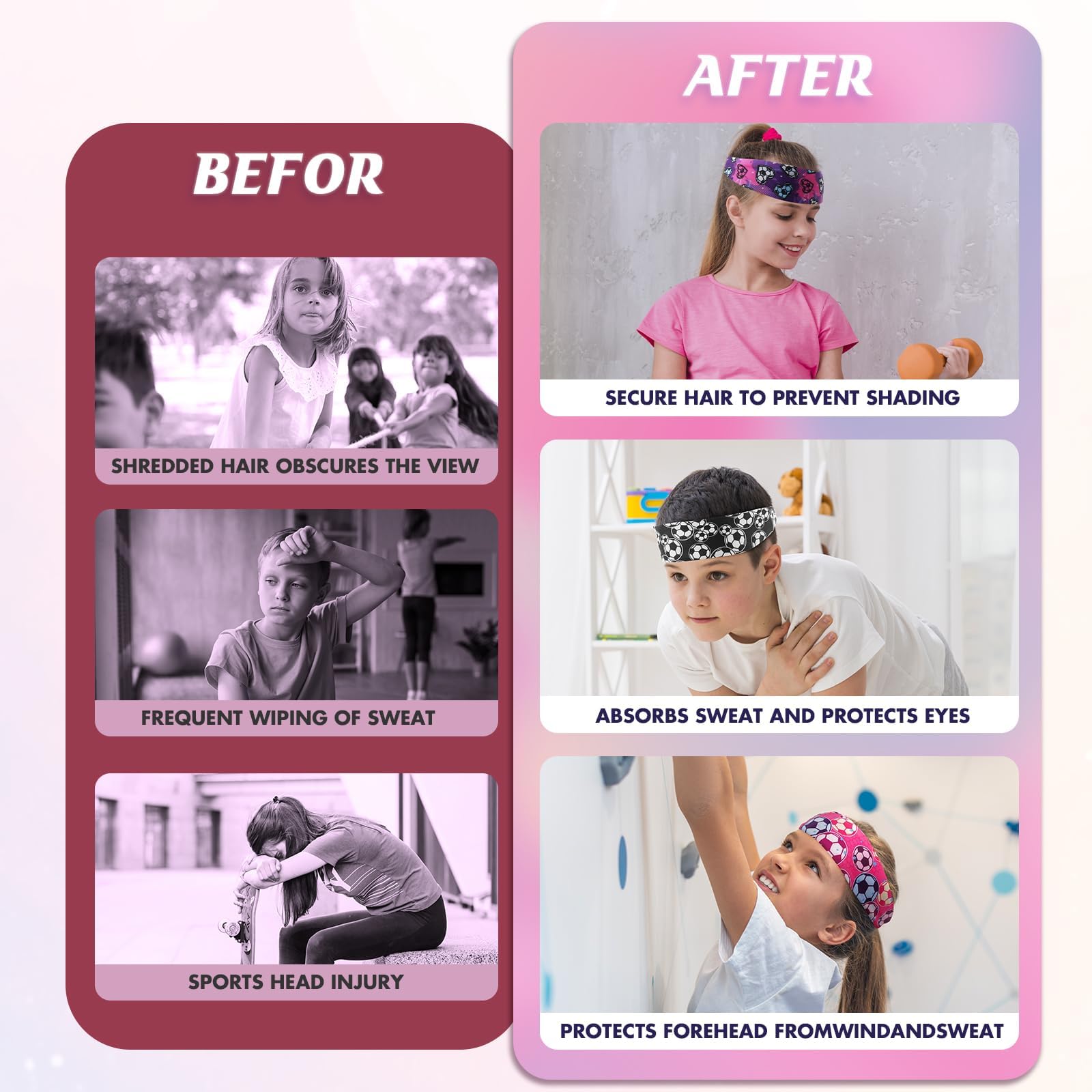 Kids Sports Headbands for Boys - Soccer Sweatbands for Kids, Athletic Headbands for Running, Basketball, Football, and Outdoor Play, Ages 4-9 - 4