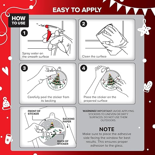 Miniatura 6 de X-Protector Adhesivos navideños para ventana, juego de 270 piezas, increíbles calcomanías para decoración de ventanas con atributos navideños y