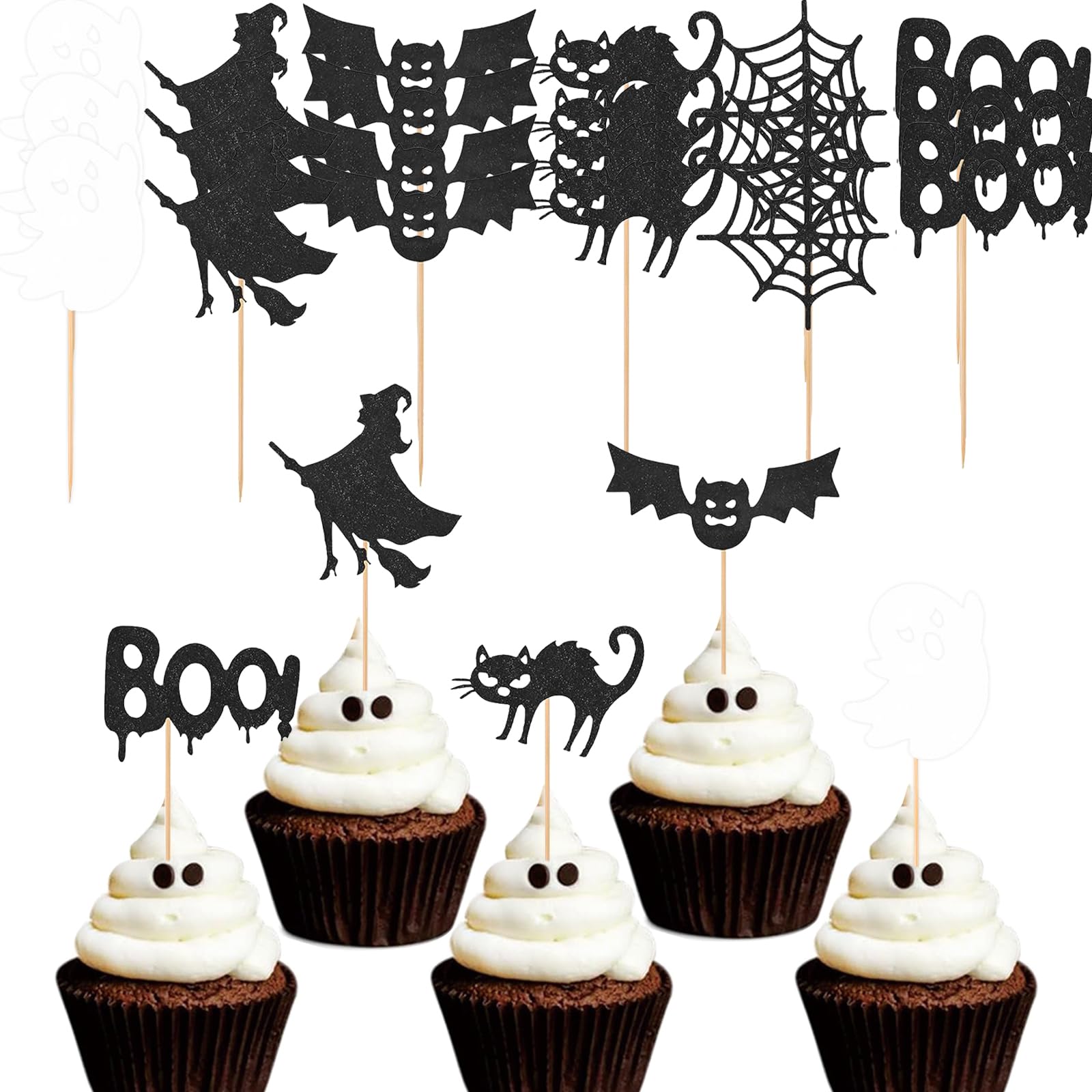 SUNSK Halloween Kuchen-Deko – 6-teiliges Set Mit Kürbis & Geistern | Cake Topper Für Muffins & Torten