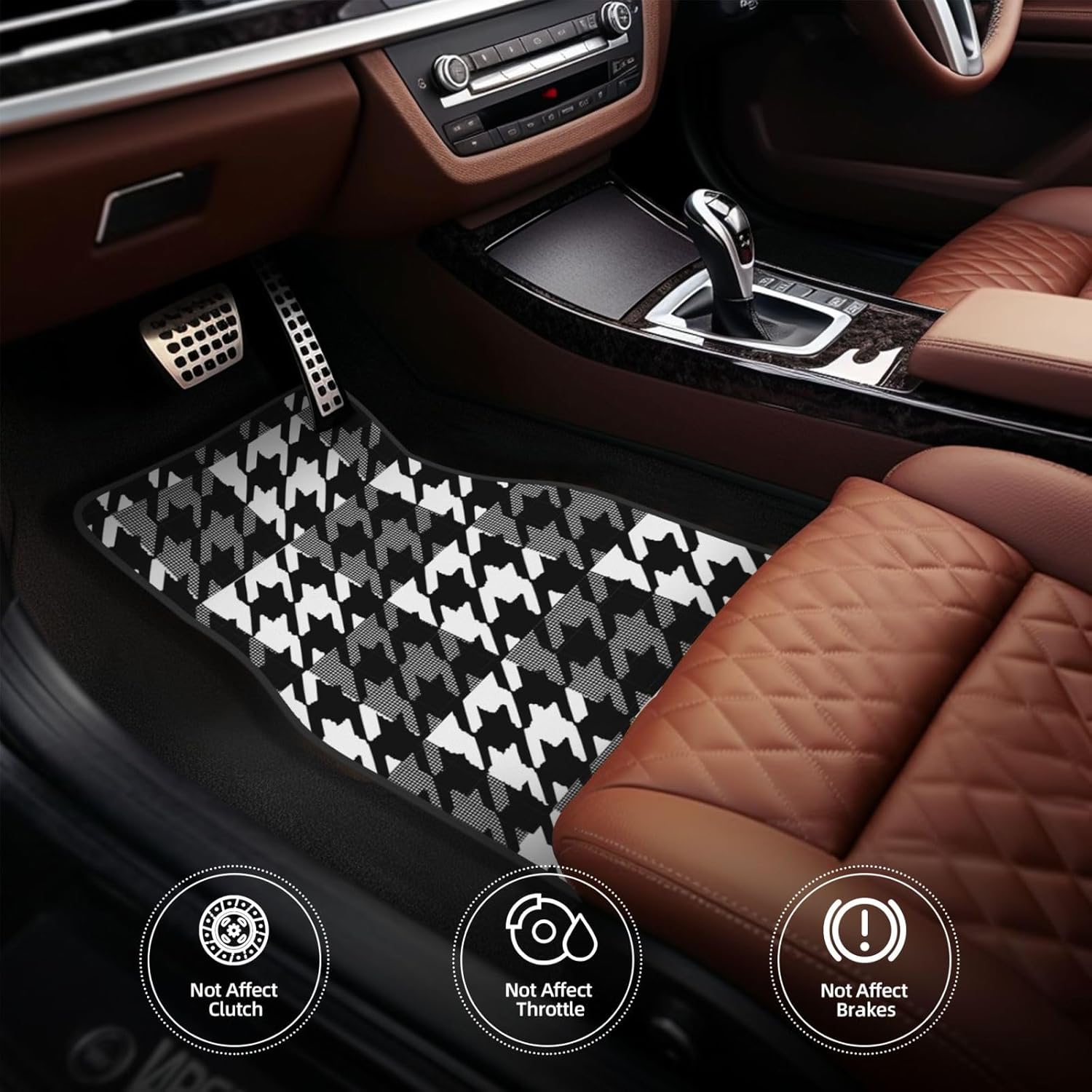 Car Floor Mats Thousand Grid Bird Checkerboard Pattern Car Mats with Anti-Slip Nibbs Backing Automotive Floor Mats Fit for SUV,Vans,Sedans, Trucks,Set of 4pcs - Image 7