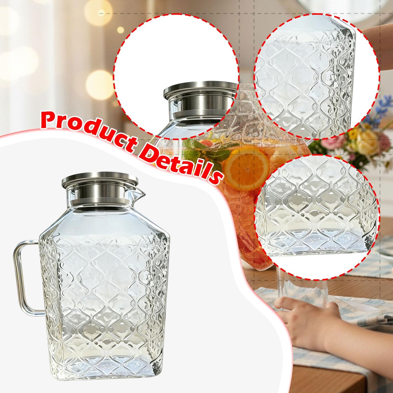 Glaskrug für Kalte Getränke, Wasser, Saft, Milchgetränke Und, Silberner Griff